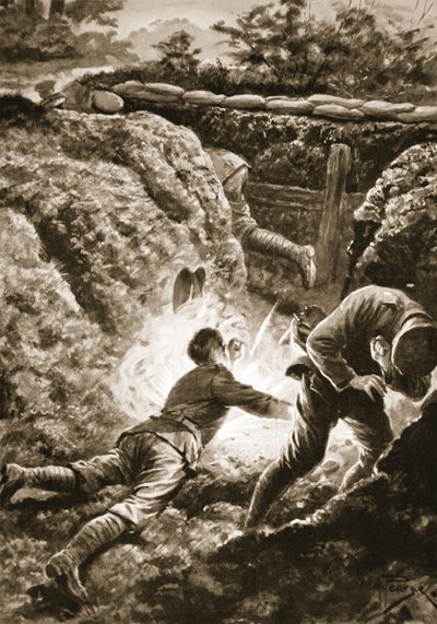 Le soldat Harris se jetant sur une bombe pour sauver un camarade - Alfred Pearse