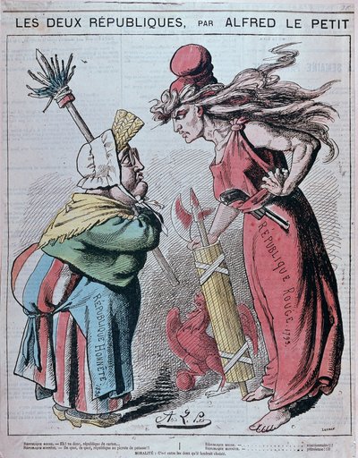 Caricature sur les deux Républiques, « République Honnête (1830) et République rouge (1793) » par Alfred Le Petitty dans « Le Grelot » 1872 - Alfred Petit