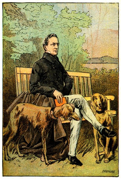 Le poète Alphonse de Lamartine avec ses chiens - Alfred Prunaire