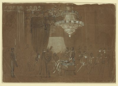 Service funèbre pour le colonel Ellsworth à la salle Est de la Maison Blanche - Alfred R. Waud