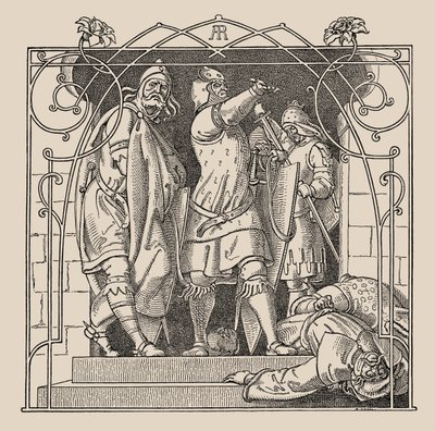 Die Nibelungen. Comment ils ont jeté les morts hors de la salle, 1840-1841 - Alfred Rethel