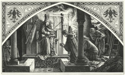 Otto III sur la tombe de Charlemagne (gravure) - Alfred Rethel