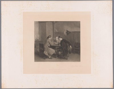 Intérieur avec trois hommes fumant à une table (Les Bons Amis) - Alfred Revel