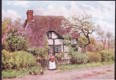 Lilac et fleurs de pommier, Harvington, Worcester, de The Cottages and the Village Life of Rural England publié par Dent & Sons Limited, 1912 - Alfred Robert Quinton