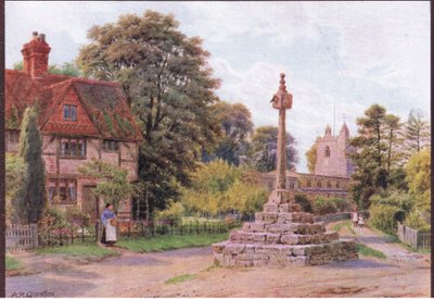 The Cross, East Hagbourne, Berkshire, de The Cottages and the Village Life of Rural England publié par Dent & Sons Limited, 1912 - Alfred Robert Quinton