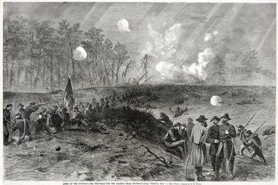 Armée du Potomac - La lutte pour le saillant, près de Spottsylvania, Virginie. 12 mai 1864, de Harpers Weekly, pub. 1864 - Alfred Rudolph Waud