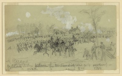 Charge de Barlow et Gibbons entre la route de Mechanicsville et le marais - Alfred Rudolph Waud