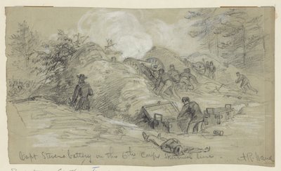 Batterie du capitaine Stevens sur la ligne de tirailleurs du 6e corps - Alfred Rudolph Waud