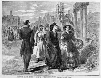 Les dames de Richmond allant recevoir les rations du gouvernement, publié en 1865 - Alfred Rudolph Waud