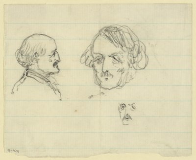 Trois portraits en buste, dont Benjamin Butler - Alfred Rudolph Waud