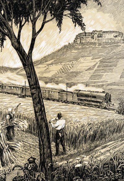 Chemins de fer allemands - Train dans la campagne à Freyburg - Alfred Seckelmann