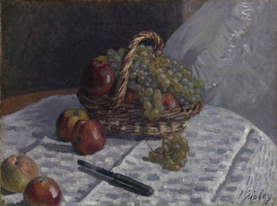 Pommes et raisins dans un panier, vers 1880-81 - Alfred Sisley