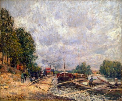 Péniches à Billancourt - Alfred Sisley