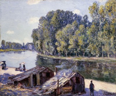 Cabanes au Bord du Canal du Loing-effet de Soleil - Alfred Sisley