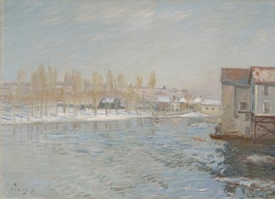 Le Loing et les moulins de Moret, effet de neige, 1891 - Alfred Sisley
