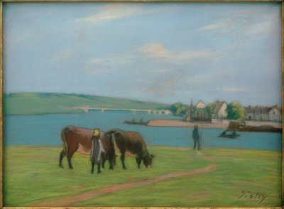 Vaches sur les bords de la Seine à Saint-Mammès - Alfred Sisley