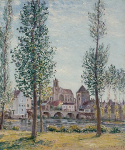 Vue de Moret sur Loing à travers les arbres - Alfred Sisley