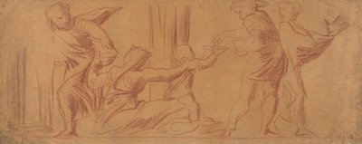 Groupe de figures, enfant mendiant au centre - Alfred Emile Stevens