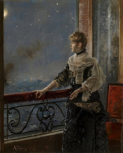 Au clair de la lune. Vers 1885 - Alfred Emile Stevens
