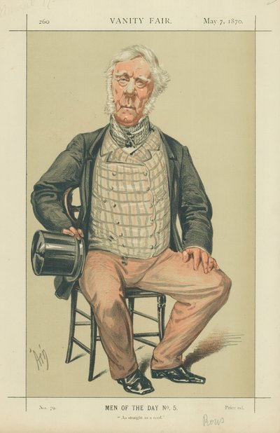 Amiral Rous, droit comme un roseau, 7 mai 1870, caricature de Vanity Fair - Alfred Thompson