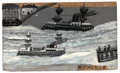 Canonnières en temps de guerre, vers 1855-1942 (huile sur panneau) - Alfred Wallis