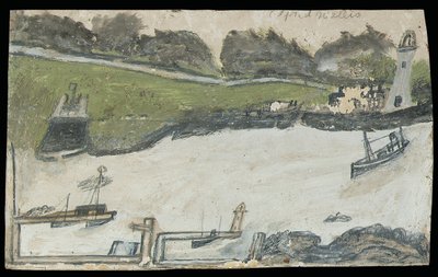 Scène de port avec château et phare - Alfred Wallis