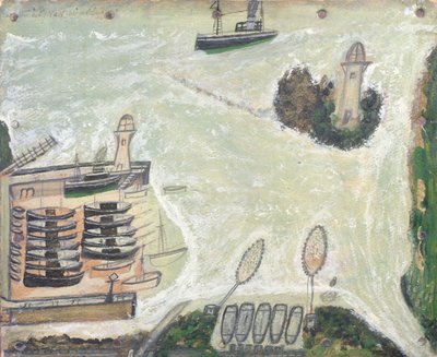 Port de St. Ives et Phare de Godrevy, c.1930 - Alfred Wallis