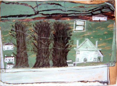 Trois Arbres, Maison Blanche dans un Paysage - Alfred Wallis