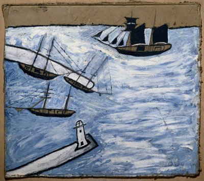 Vue du port et du phare de Saint Ives (Cornouailles, Angleterre) - Alfred Wallis
