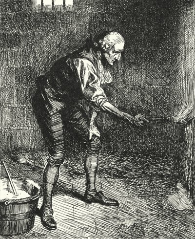 Réformateur des prisons anglaises John Howard nettoyant les murs de sa cellule de prison pendant sa quarantaine à Venise - Alfred Wallis Mills