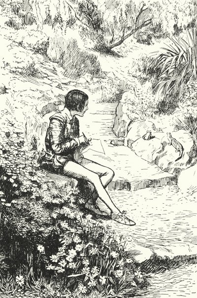 Le potier français Bernard Palissy observant des lézards dans le jardin quand il était enfant - Alfred Wallis Mills