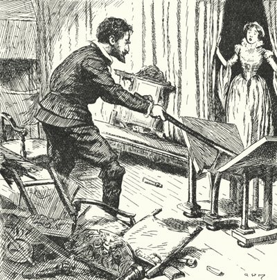 La femme du potier français Bernard Palissy regardant avec horreur alors qu