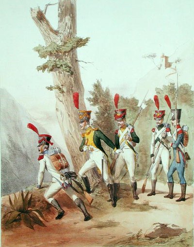 Troupes françaises, gravé par Gustave David (1824-91) 1810 - Alfred de (after) Marbot