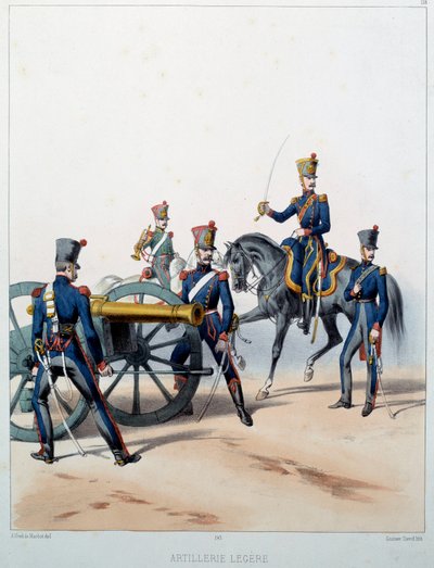 Armée napoléonienne : Artillerie légère. Gravure par Alfred De Marbot (19e siècle) 1812. Malmaison, Musée du Château. - Alfred de (after) Marbot