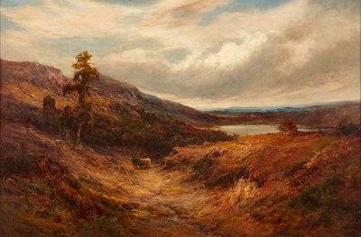 Bétail des Highlands sur un Chemin de Montagne - Alfred de Breanski