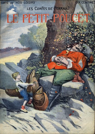 Le Petit Poucet : Conte de Charles Perrault (1628-1703). Illustration de Vaccari et Carrey dans la collection Les beaux contes Nos loisirs vers 1910. Collection privée - Alfredo and Carrey Vaccari