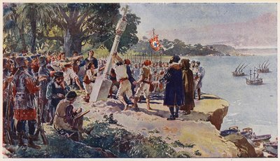 Les Portugais élevant une colonne de pierre à l