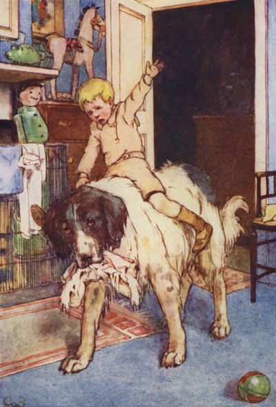 Avec Michael assis sur son dos (lithographie en couleur) - Alice Bolingbroke (after) Woodward