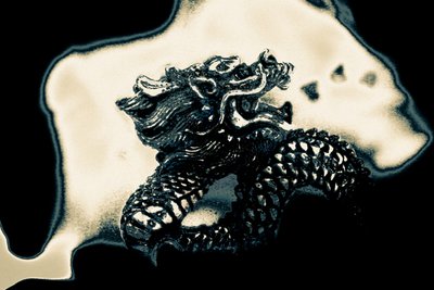 Dragon cracheur de feu, 2021 (photographie repeinte) - Alice Gur-Arie