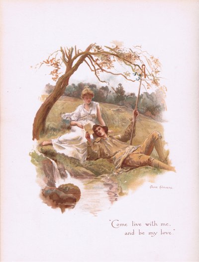Viens vivre avec moi et sois mon amour, de Some Old Love Songs publié par Hildesheimer & Faulkner, 1892 - Alice Havers
