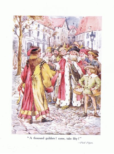 Mille florins! Venez en prendre cinquante!, illustration de Poems for the Young: Robert Browning, vers 1920 - Alice Ross