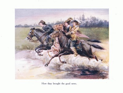 Comment ils ont apporté la bonne nouvelle de Gand à Aix, illustration de Poems for the Young: Robert Browning, vers 1920 - Alice Ross