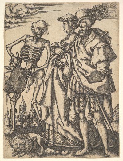 Couple et la Mort avec un tambour, de La Danse de la Mort - Allaert Claesz