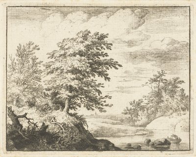 Paysage fluvial avec barque - Allaert van Everdingen