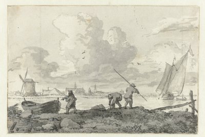 Pêcheurs avec leur barque sur la Spaarne près de Haarlem - Allaert van Everdingen