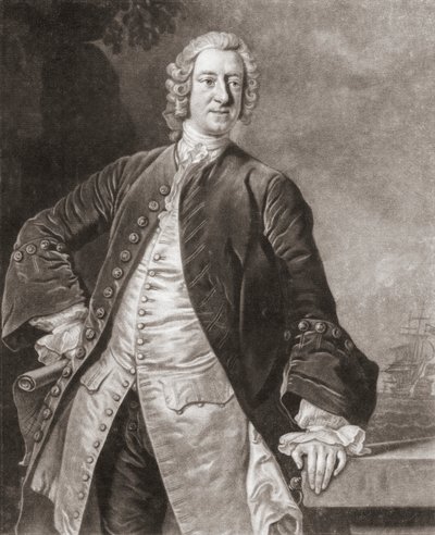 Amiral Edward Boscawen. Portrait. - Allan (after) Ramsay