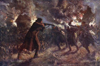 Le soldat James Meston attaquant, seul, plusieurs ennemis qui avançaient après avoir capturé une tranchée britannique, Première Bataille d
