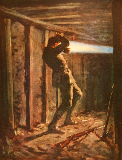 Une langue de flamme bleue jaillissant du côté ennemi d