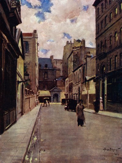 Paris : une rue du vieux Paris, Saint-Germain (lithographie en couleur) - Allan Stewart