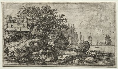 Huit paysages : Paysage avec deux bateaux vides - Allart van Everdingen
